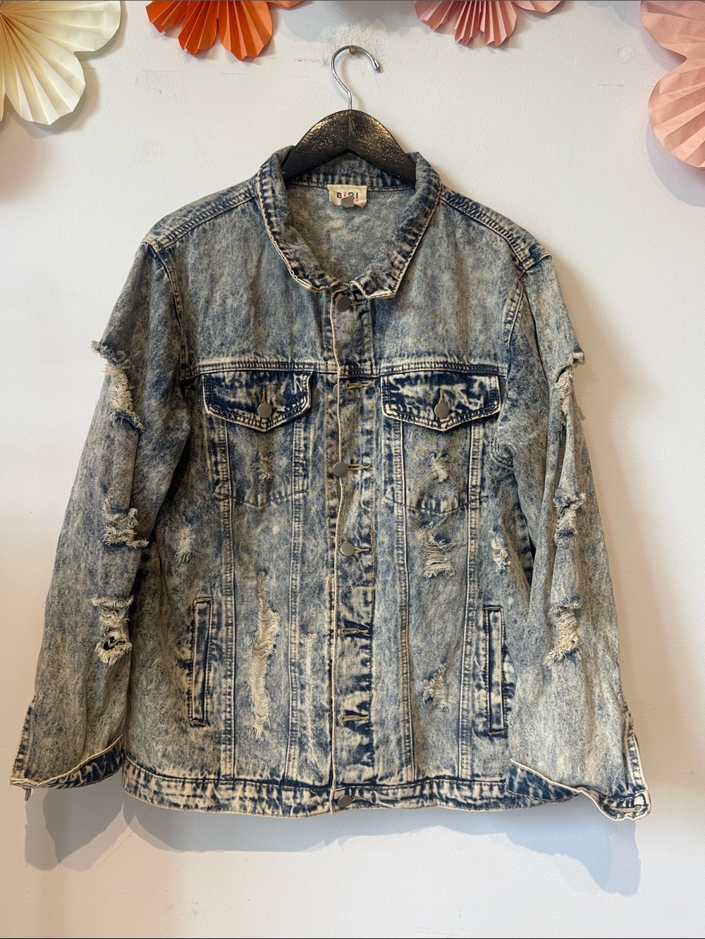 Bibi denim distressed jacket size large